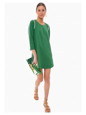 Tuckernuck Contrast Trim Shift Dress Size M Green White Mini